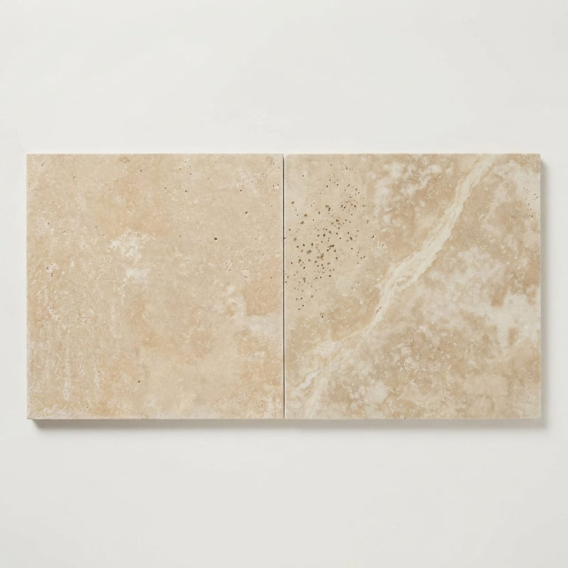 Ivory Cordoba Cream Travertine Filled, Honed & Straight Edge 24 x 24 x 1/2 Cross Cut Tile 24x24 close-up