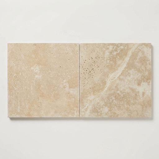 Ivory Cordoba Cream Travertine Filled, Honed & Straight Edge 24 x 24 x 1/2 Cross Cut Tile 24x24 close-up