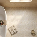Ivory Cordoba Cream Travertine Tumbled 1 x 1 Mosaic 1x1 — Bathroom floor