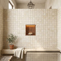 Ivory Cordoba Cream Travertine Tumbled 1 x 1 Mosaic 1x1 — Bathroom shower floor