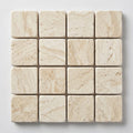 Ivory Cordoba Cream Travertine Tumbled 1 x 1 Mosaic 1x1 close-up