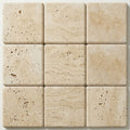 Ivory Cordoba Cream Travertine Tumbled 12 x 12 x 1.25 Bullnose Coping 12x12 close-up