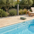 Ivory Cordoba Cream Travertine Tumbled 12 x 12 x 2 Bullnose Coping 12x12 pool coping — Swimming Pool pool edge drop-face coping
