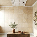 Ivory Cordoba Cream Travertine Tumbled 12 x 12 x 3/8 Cross Cut Tile 12x12 — Hallway floor