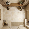 Ivory Cordoba Cream Travertine Tumbled 12 x 12 x 3/8 Cross Cut Tile 12x12 — Mudroom floor