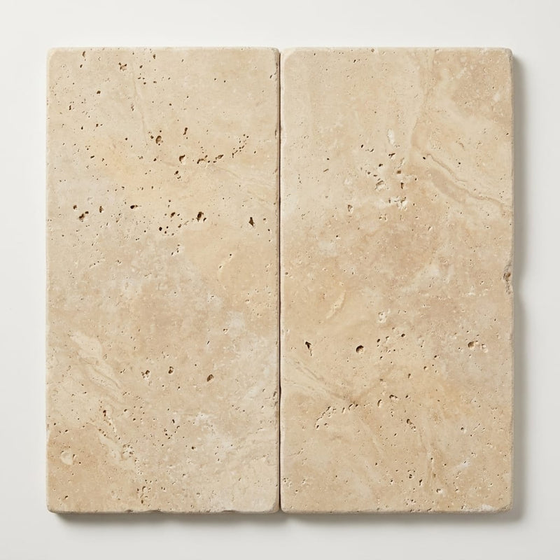 Ivory Cordoba Cream Travertine Tumbled 12 x 24 x 1.25 Bullnose Coping 12x24 close-up