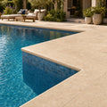 Ivory Cordoba Cream Travertine Tumbled 12 x 24 x 2 Bullnose Coping 12x24 pool coping — Swimming Pool pool edge drop-face coping