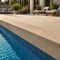 Ivory Cordoba Cream Travertine Tumbled 12 x 24 x 2 Bullnose Coping 12x24 pool coping — Swimming Pool remodel pool edge