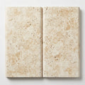 Ivory Cordoba Cream Travertine Tumbled 12 x 24 x 2 Double Bullnose Coping 12x24 close-up
