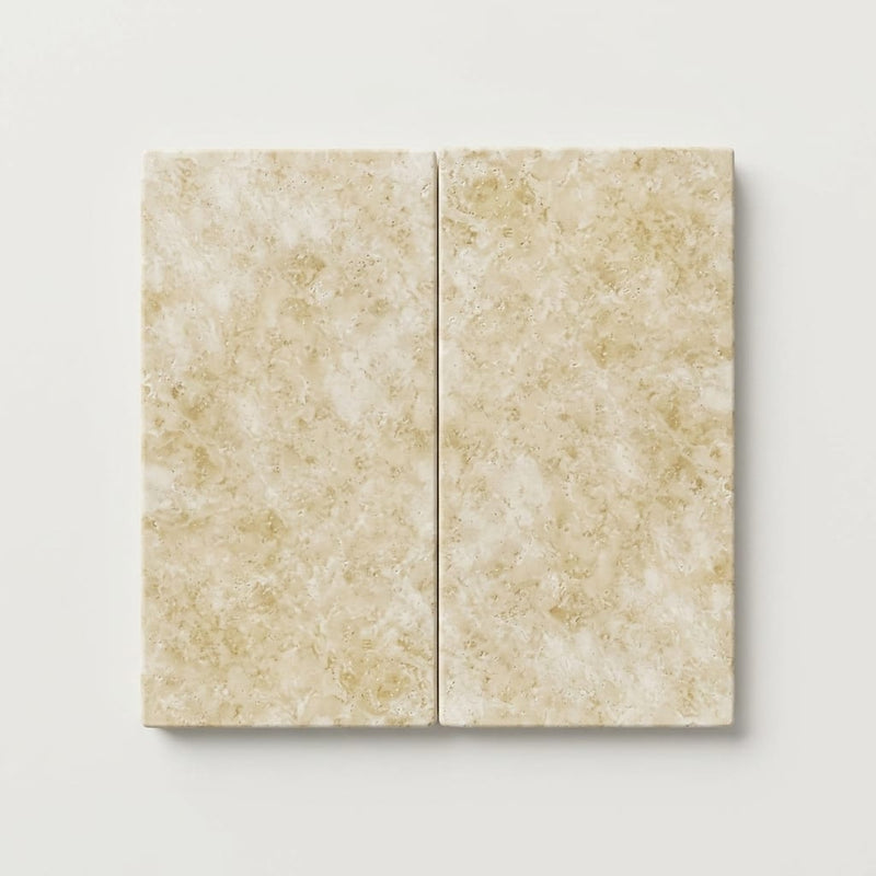 Ivory Cordoba Cream Travertine Tumbled 12 x 24 x 2 Double Modern Coping 12x24 close-up