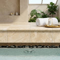 Ivory Cordoba Cream Travertine Tumbled 16 x 24 x 1.25 Bullnose Coping 16x24 pool coping — Spa spa overhang edge
