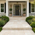 Ivory Cordoba Cream Travertine Tumbled 16 x 24 x 1.25 Paver 16x24 — Front Yard front porch