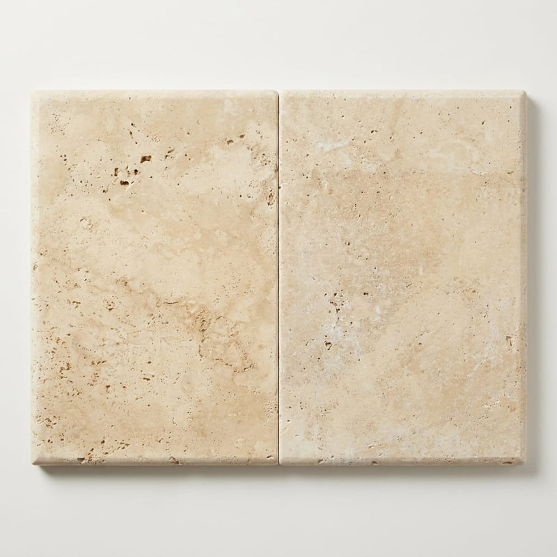 Ivory Cordoba Cream Travertine Tumbled 16 x 24 x 2 Bullnose Coping 16x24 close-up