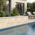 Ivory Cordoba Cream Travertine Tumbled 16 x 24 x 2 Double Modern Coping 16x24 pool coping — Swimming Pool raised bond beam cap