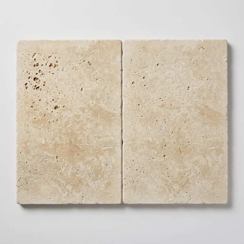 Ivory Cordoba Cream Travertine Tumbled 16 x 24 x 2 Modern Coping 16x24 close-up