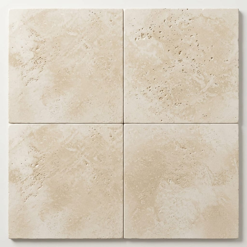 Ivory Cordoba Cream Travertine Tumbled 18 x 18 x 1/2 Cross Cut Tile 18x18 close-up