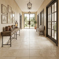 Ivory Cordoba Cream Travertine Tumbled 18 x 18 x 1/2 Cross Cut Tile 18x18 — Hallway floor