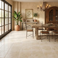 Ivory Cordoba Cream Travertine Tumbled 18 x 18 x 1/2 Cross Cut Tile 18x18 — Living Room floor