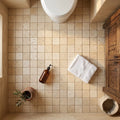 Ivory Cordoba Cream Travertine Tumbled 2 x 2 Mosaic 2x2 — Bathroom floor
