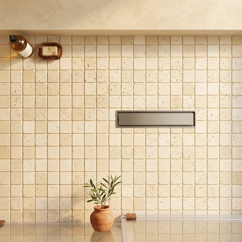 Ivory Cordoba Cream Travertine Tumbled 2 x 2 Mosaic 2x2 — Bathroom shower floor