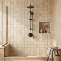 Ivory Cordoba Cream Travertine Tumbled 2 x 2 Mosaic 2x2 — Bathroom shower wall
