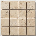Ivory Cordoba Cream Travertine Tumbled 2 x 2 Mosaic 2x2 close-up