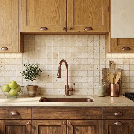 Ivory Cordoba Cream Travertine Tumbled 2 x 2 Mosaic 2x2 — Kitchen backsplash