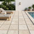 Ivory Cordoba Cream Travertine Tumbled 24 x 24 x 1.25 Paver 24x24 — Backyard pool deck