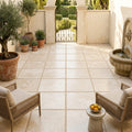 Ivory Cordoba Cream Travertine Tumbled 24 x 24 x 1.25 Paver 24x24 — Courtyard paving