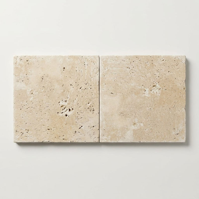 Ivory Cordoba Cream Travertine Tumbled 24 x 24 x 2 4-SIDED Modern Coping 24x24 close-up