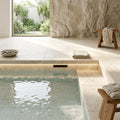 Ivory Cordoba Cream Travertine Tumbled 24 x 24 x 2 4-SIDED Modern Coping 24x24 pool coping — Spa spa edge coping