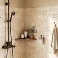 Ivory Cordoba Cream Travertine Tumbled 3 x 6 x 3/8 Cross Cut Tile 3x6 — Bathroom shower wall