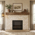 Ivory Cordoba Cream Travertine Tumbled 3 x 6 x 3/8 Cross Cut Tile 3x6 — Living Room fireplace surround
