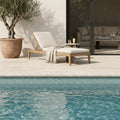 Ivory Cordoba Cream Travertine Tumbled 4 x 12 x 2 Bullnose Coping 4x12 pool coping — Swimming Pool pool edge drop-face coping