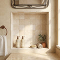 Ivory Cordoba Cream Travertine Tumbled 4 x 4 x 3/8 Cross Cut Tile 4x4 — Bathroom niche