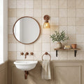 Ivory Cordoba Cream Travertine Tumbled 4 x 4 x 3/8 Cross Cut Tile 4x4 — Powder Room wall