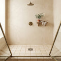 Ivory Cordoba Cream Travertine Tumbled 6 x 6 x 3/8 Cross Cut Tile 6x6 — Bathroom shower floor