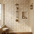 Ivory Cordoba Cream Travertine Wavy 2 x 2 Mosaic 2x2 — Bathroom shower wall
