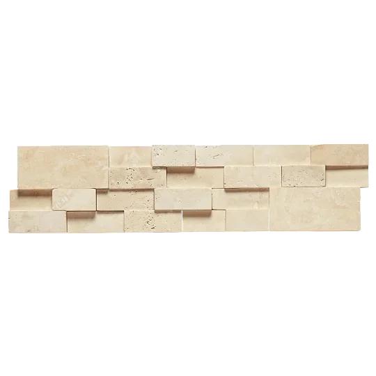 Ivory 5-7/8x24 3D Stack Honed Travertine Ledger Stone