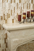 Ivory/Noce Split 3D Stack 5-7/8x24 Mesh Travertine Ledger Stone