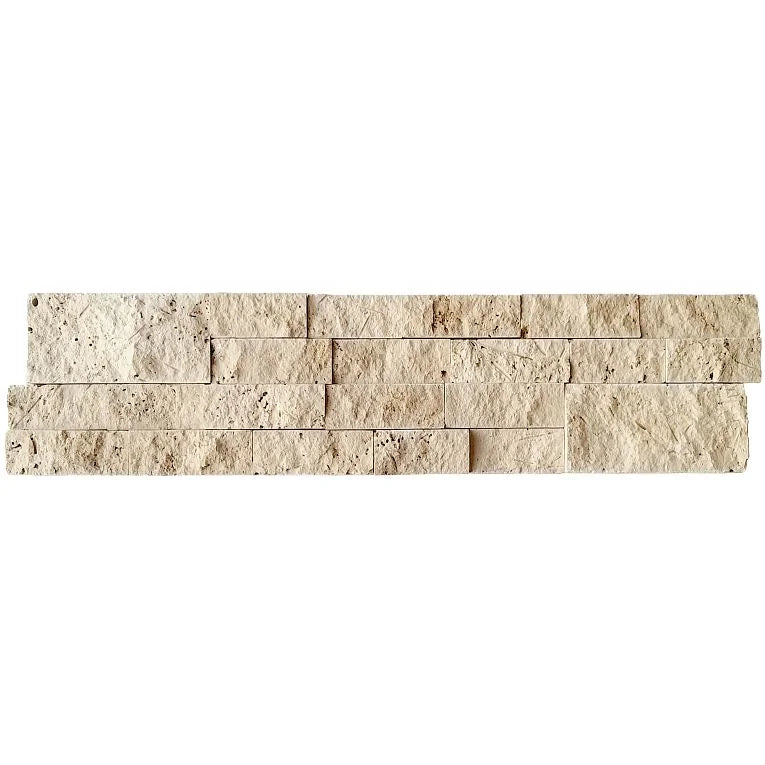 Ivory 5-7/8x24 3D Stack Honed Travertine Ledger Stone
