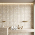 Ivory / Light Travertine 1x1 Cream Filled & Honed Mosaic — Spa spa interior