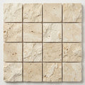 Ivory / Light Travertine 1x1 Cream Split-faced (Hi-Low) Mosaic close-up