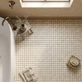 Ivory / Light Travertine 1x1 Cream Split-faced Mosaic — Bathroom floor