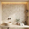 Ivory / Light Travertine 1x1 Cream Tumbled Mosaic — Spa spa interior
