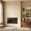Ivory / Light Travertine 1x2 Cream Tumbled Herringbone Mosaic — Living Room accent wall