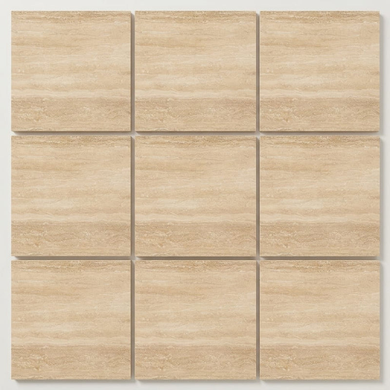 Ivory / Light Travertine 12x12 Cream Filled & Honed Tile close-up