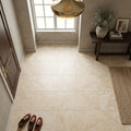 Ivory / Light Travertine 12x12 Cream Filled & Honed Tile — Foyer floor