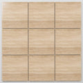 Ivory / Light Travertine 12x12 Cream Filled & Polished Tile close-up