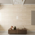 Ivory / Light Travertine 12x12 Cream Filled & Polished Tile — Hallway floor